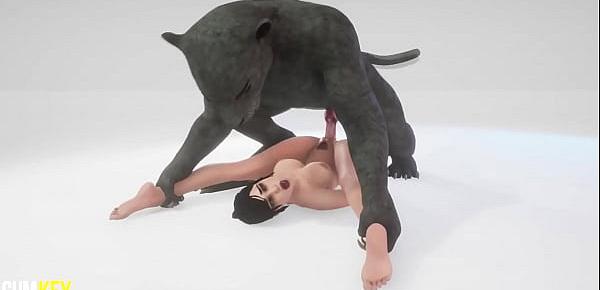  Сutie Bitch mating with Furry | Big Cock Monster | 3D Porn Wild Life
